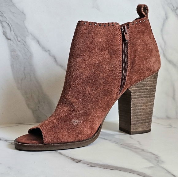 Suede Lucky Brand Lotisha Open Toe Boots Size 10 - Picture 6 of 13